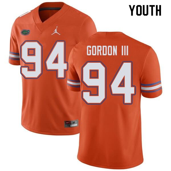 Youth NCAA Florida Gators Moses Gordon III #94 Stitched Authentic Jordan Brand Orange College Football Jersey HIQ6865JR